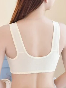 2 peças/Conjunto Sutiã frontal confortável e amigável à pele para mulheres de meia-idade e idosas, sutiã sem arame, respirável, lingerie