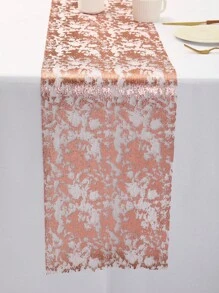 1 Pieza Camino de mesa dorado, rollo de malla metálica brillante y delgada para decoración de mesa, para fiestas, bodas, DIY, banquetes, cumpleaños, Navidad, decoración de mesa, Navidad - Oro rosa - Ver 2