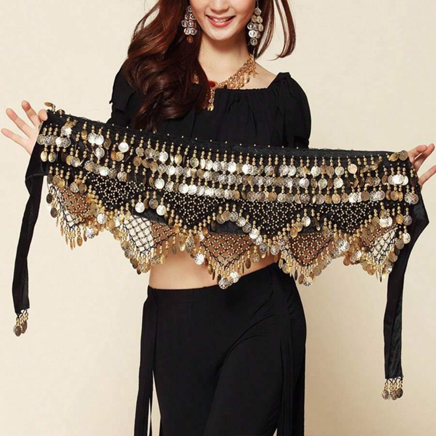 Outfits Belly Dance Glitter Sequins Tassel Skirts, Fashionable Dancing Waist Belt Skirts For Bellydance - Multicolor - View 1