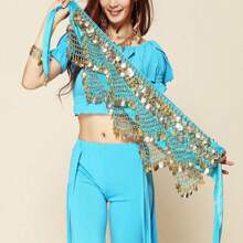 Outfits Belly Dance Glitter Sequins Tassel Skirts, Fashionable Dancing Waist Belt Skirts For Bellydance - Multicolor - View 6