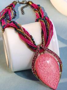 1 pieza Collar de piedra ojo de gato vintage de estilo bohemio para suéter