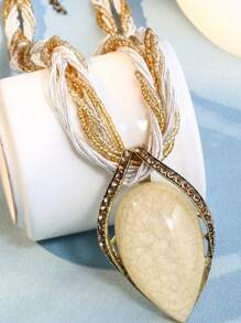 1 pieza Collar de piedra ojo de gato vintage de estilo bohemio para suéter