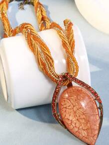 1 pieza Collar de piedra ojo de gato vintage de estilo bohemio para suéter