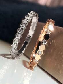 1 件蜂巢戒指女士珠宝 925 纯银精致时尚单戒指精美珠宝适合女孩约会生日礼物 - 滿鑽蜂巢戒指 - 查看 2