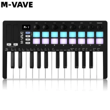 New Arrival M-VAVE SMK-25 II 2nd Generation MIDI Keyboard With 25 Keys, 8 Assignable Encoders, 16 RGB Backlights, Wireless MIDI Output Function, 5 OCT+, OCT-, Velocity Sensitivity And Glide Function, Octave Capacitive Touch Strip, Compatible With WINDOWS, IOS, Android, 2000mAh Battery. - Black - View 10