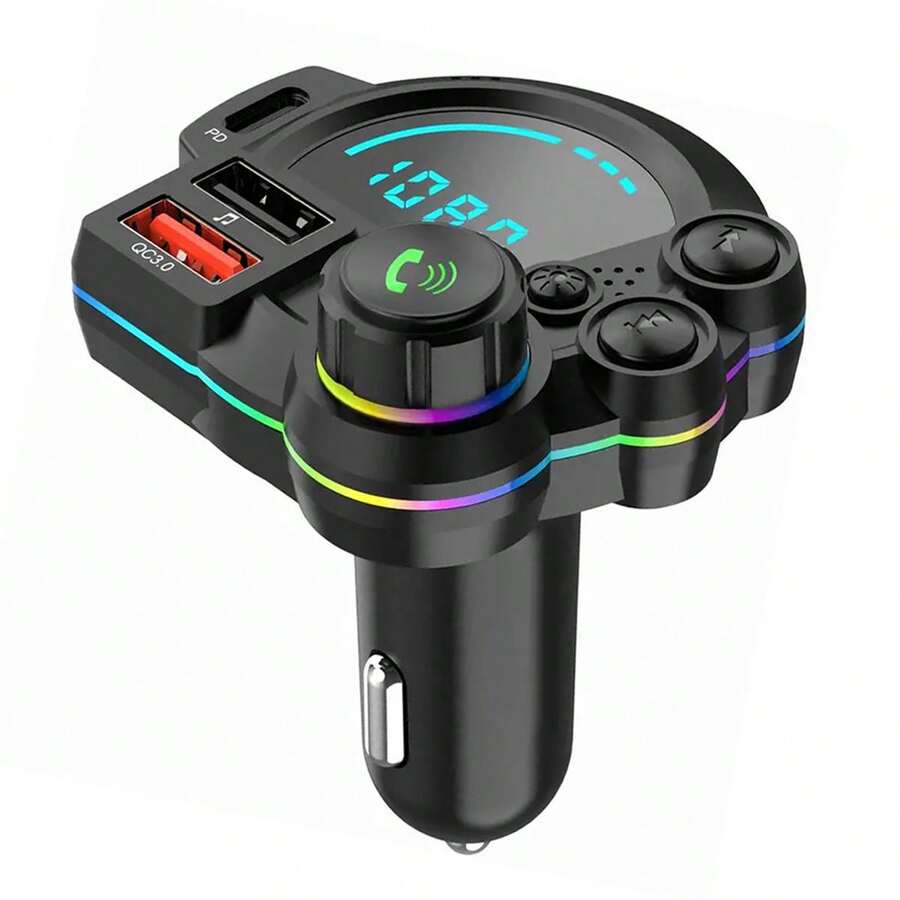 Bộ phát FM trên ô tô Type C QC3.0 PD 20W Sạc nhanh Bộ sạc ô tô USB kép Hỗ trợ thẻ TF Ổ đĩa flash USB Máy nghe nhạc MP3 Bộ dụng cụ rảnh tay không dây trên ô tô - màu đen - Xem 1