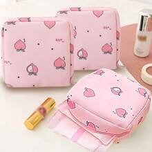 1 pieza Bolsa de almacenaje de forro impermeable, portátil, con gran capacidad para Toalla sanitaria, toalla para la tía, periodo fisiológico y toallita para los días de flujo menstrual. Bolsa de almacenamiento personal - Multicolor - Ver 1