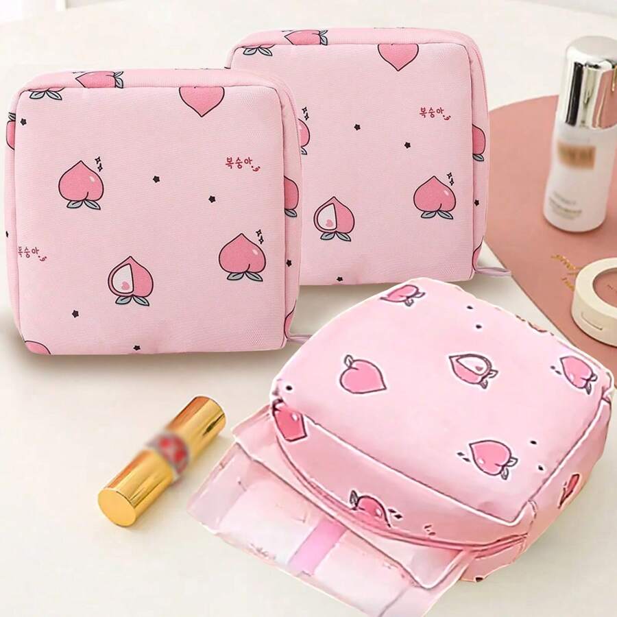 1 pieza Bolsa de almacenaje de forro impermeable, portátil, con gran capacidad para Toalla sanitaria, toalla para la tía, periodo fisiológico y toallita para los días de flujo menstrual. Bolsa de almacenamiento personal - Multicolor - Ver 1
