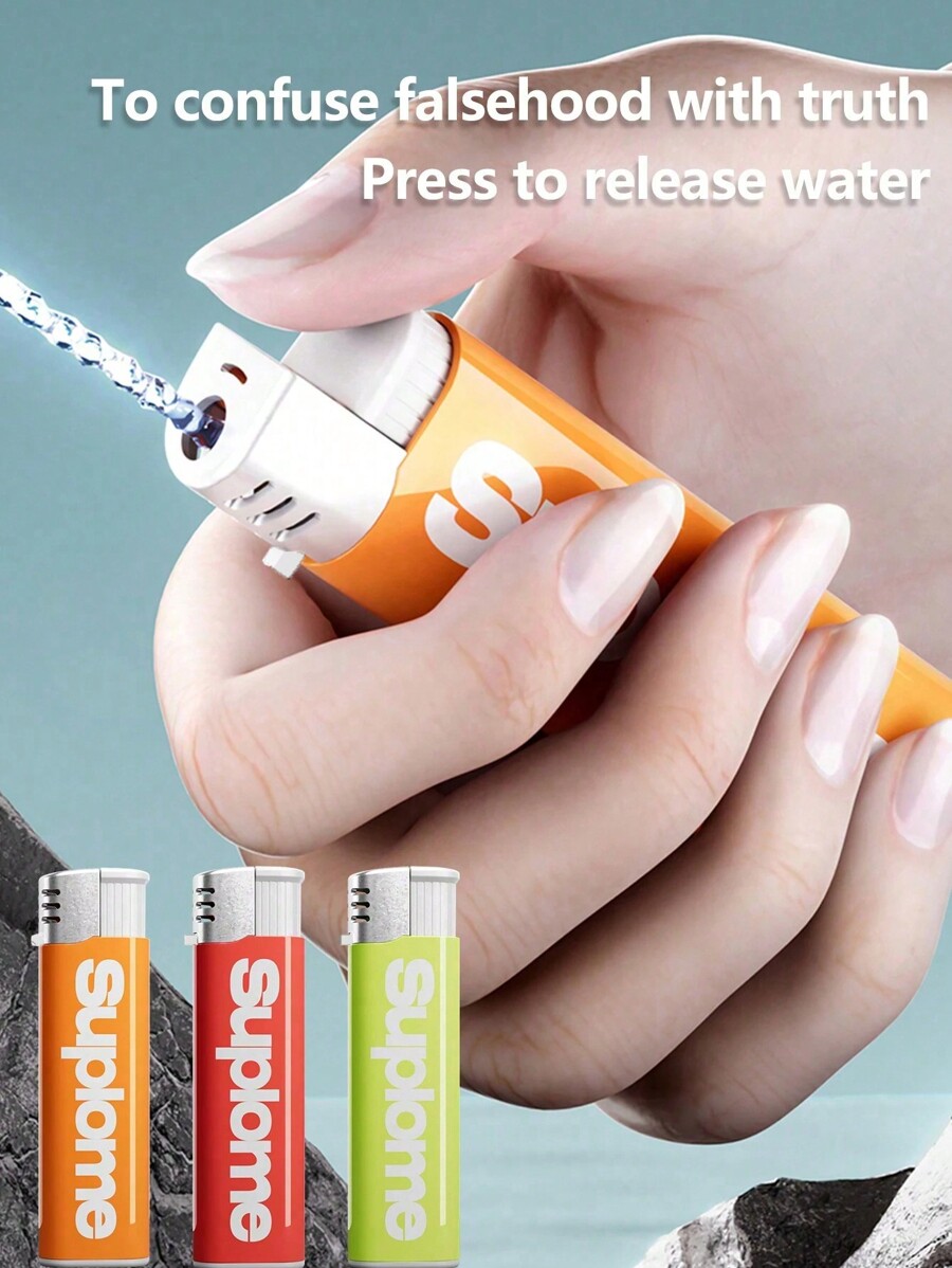 1pc Creative Prank Toy Water Gun Lighter Shaped Mini Squirt Gun, Funny