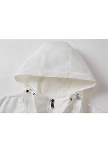 男友风格男士拼色风衣夹克，透气连帽运动上衣 - 黑與白 - 查看 3