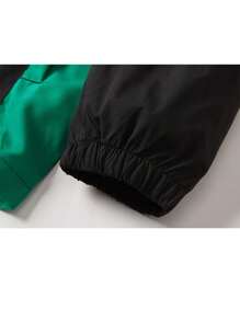 男友风格男士拼色风衣夹克，透气连帽运动上衣 - 黑與白 - 查看 5