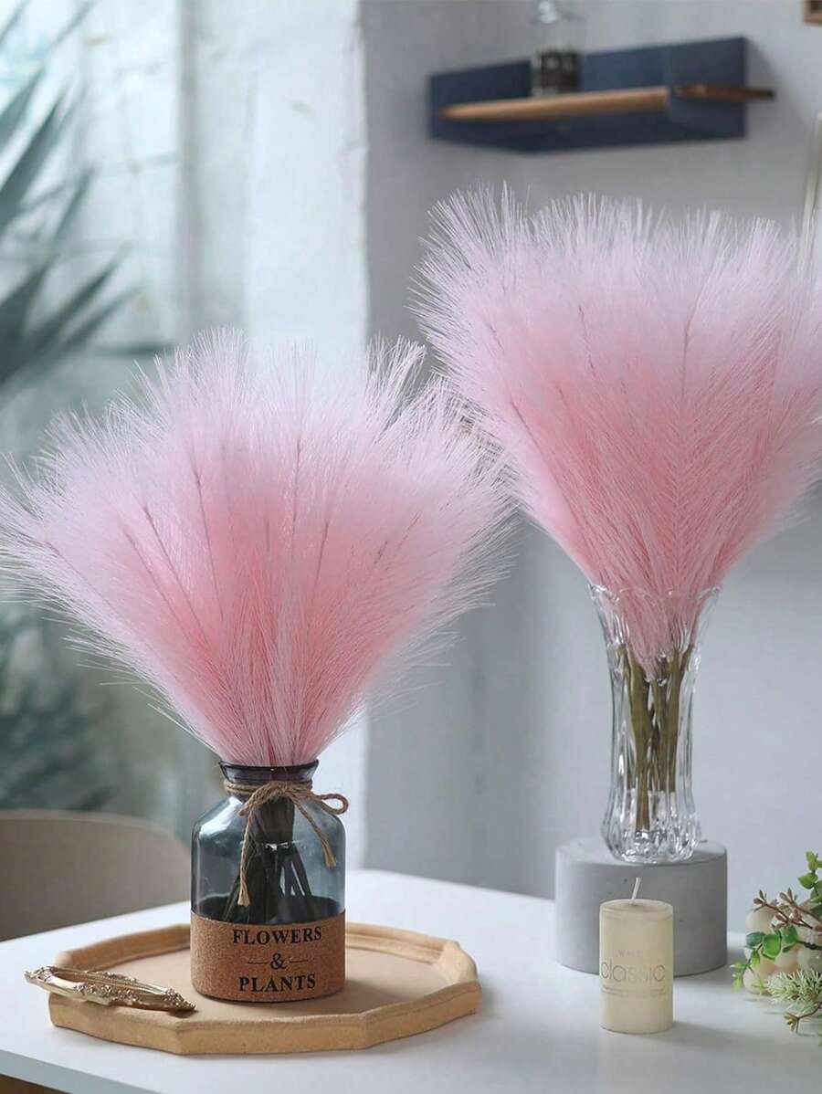 10pcs Artificial Rattan & Fresh Flowers Decor, Nordic Style Home Decor For Wedding & Festivals, Realistic Floral Ornament For Home, Outdoor, Garden, New Christmas Tree Decoration - Green Curly Vine, Red Pampas Grass, In Stock Fast Shipping,Fall Decor,Autumn