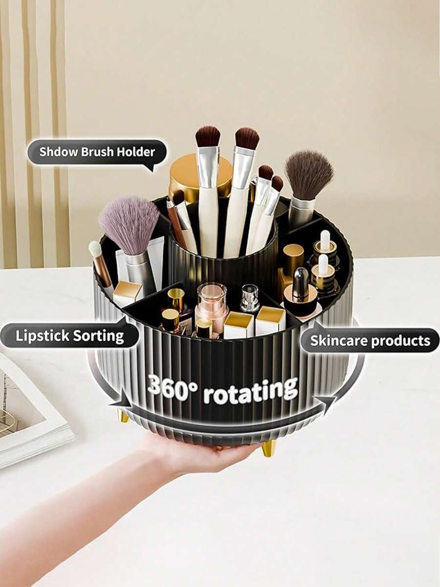 1pc 360° Rotating Makeup Brush Holder Organizer, Cosmetic Storage