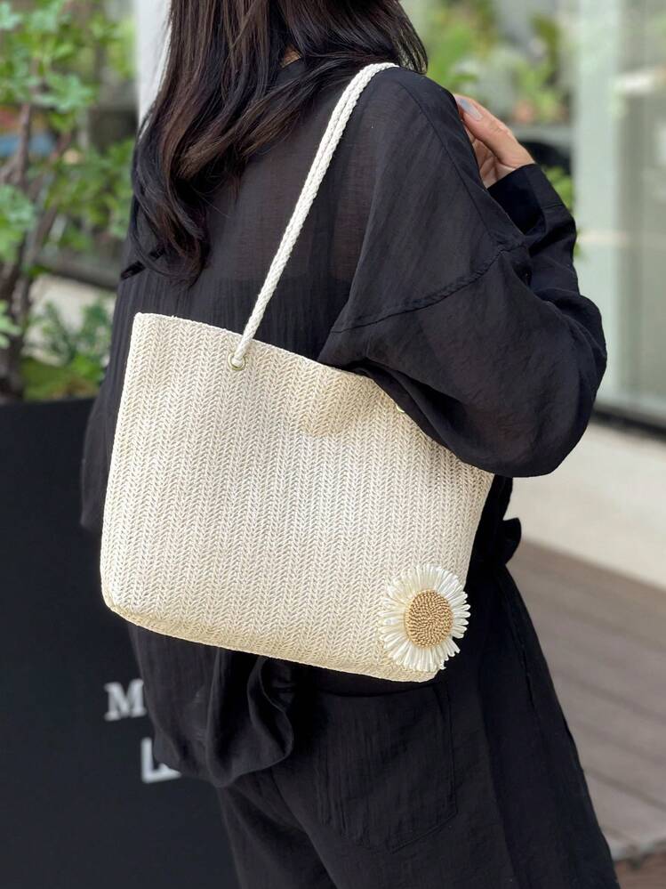 小碎花沙滩风围巾，可装饰单肩包、沙滩包、办公室包。 - 米色 - 查看 8