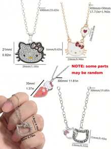 Sanrio Genuine Sanrio Bracelet Cute Hello Kitty Pendant Sweet Necklace Kitty Cat Kuromi My Melody Cinnamoroll Set Birthday Gifts Cartoon Jewelry Accessories (Some Parts May Be Random)