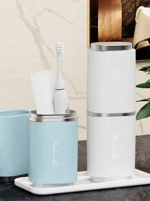 1pc Travel Toiletry Cup With Lid For Mouthwash Or Toothbrush Storage, Large Capacity And Portable