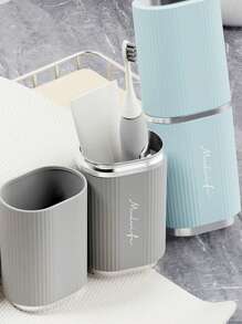 1pc Travel Toiletry Cup With Lid For Mouthwash Or Toothbrush Storage, Large Capacity And Portable