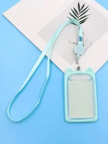 1 件可爱简约风格创意猫咪学生校园卡套便携式工作证件保护套带挂绳校园学生卡套装男女通用上学或工作用 - 彩色 - 查看 17