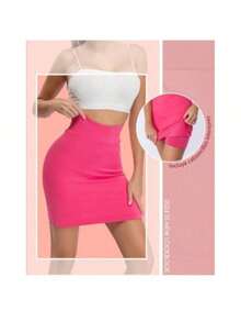 Falda short licra ajustada Color Rosa Fucsia - Rosa - Ver 1
