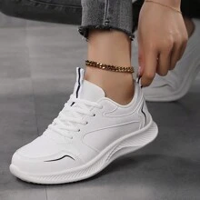 Women's White Patent Leather Lace-Up Front Casual Shoes Breathable Comfortable Shock Cushioning Soft Sole Running Shoes, Simple Multi-Functional Sports Shoes Casual Style, Non-Slip, Comfortable, Non-Slip Comfortable Flat Loafers, Women's Thick Soled Jump Rope Shoes Casual Shoes, Integrated Fashion Sports Shoes, Easy To Wear Shoes, New Soft Sole Women's Casual Shoes, Low-Top Breathable Sports Shoes Training Tennis Shoes Walking Shoes Breathable Casual Shoes Women Fashion Shoes, Four Seasons Elderly Shoes Lightweight Middle-Aged And Elderly Women Walking Shoes Comfortable Non-Slip Soft Sole Daily Sports Shoes Super Wide Head Soft Sole Mother Shoes Old Beijing Cloth Shoes Small White Shoes Work Shoes Durable Wear, Foot Size 35-42(US Version 3-9), Soft Soled Women's Kitchen Shoes Non-Slip Soft Soled Work Shoes White And Black Light Not Tired Feet Waitress Shoes Shoes Kitchen Non-Slip Shoes Women's Spring Summer Autumn Winter Four Seasons Shock-Absorbing Running Shoes Jump Rope Shoes, - White - View 12