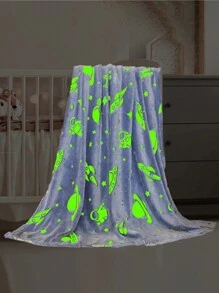 Frazada Que Brilla En La Oscuridad, Tamaño Matrimonial 180*220 cm, Manta De Franela Suave y Acogedora, Delicada y Suave Cuando Se Usa, Por Lo Que Es Ideal Para Niños y Personas Con Piel Sensible, Regalo Perfecto Para Niños y Niñas - Azul marino/Astronautas - Ver 4