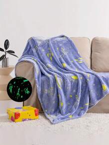 Frazada Que Brilla En La Oscuridad, Tamaño Matrimonial 180*220 cm, Manta De Franela Suave y Acogedora, Delicada y Suave Cuando Se Usa, Por Lo Que Es Ideal Para Niños y Personas Con Piel Sensible, Regalo Perfecto Para Niños y Niñas - Azul marino/Astronautas - Ver 5