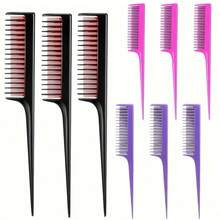 1 pieza Peine de cola de rata para peinado y teñido del cabello, peine de peluquería profesional para peinado y selección, peine de peluquería profesional para uso de salón de peluquería y hogar - Multicolor - Ver 2