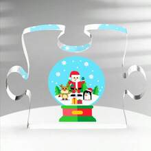 1入組，聖誕老人水晶球拼圖形牌匾，溫馨浪漫氛圍，幸運拼圖型亞克力裝飾及禮品，聖誕禮物、最佳冬季送禮給同事、朋友、同學、家人、老闆，適用於咖啡廳、酒館、餐廳、甜品店 - 彩色 - 查看 2