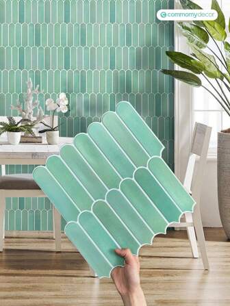 COMMOMY 3D裝飾貼磁磚，3D魚鱗剝離貼牆磁磚，自粘貼廚房磁磚後擋板，浴室牆壁貼紙，啞光3D紋理表面，耐水性和防霉，30 X 30公分