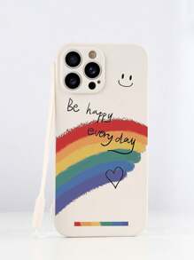 1 件白色 TPU 笑脸、心形、彩虹图案防震手机壳和 1 件白色硅胶挂绳，适用于 /Android///OPPO 手机 - 彩色 - 查看 5