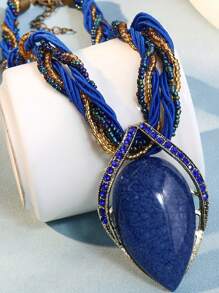 1 pieza Collar de piedra ojo de gato vintage de estilo bohemio para suéter