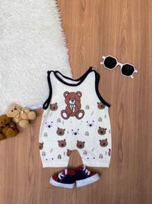 Jardineira macacão ursinho bebê 2 peças recém-nascido 0-3 meses moda infantil menino