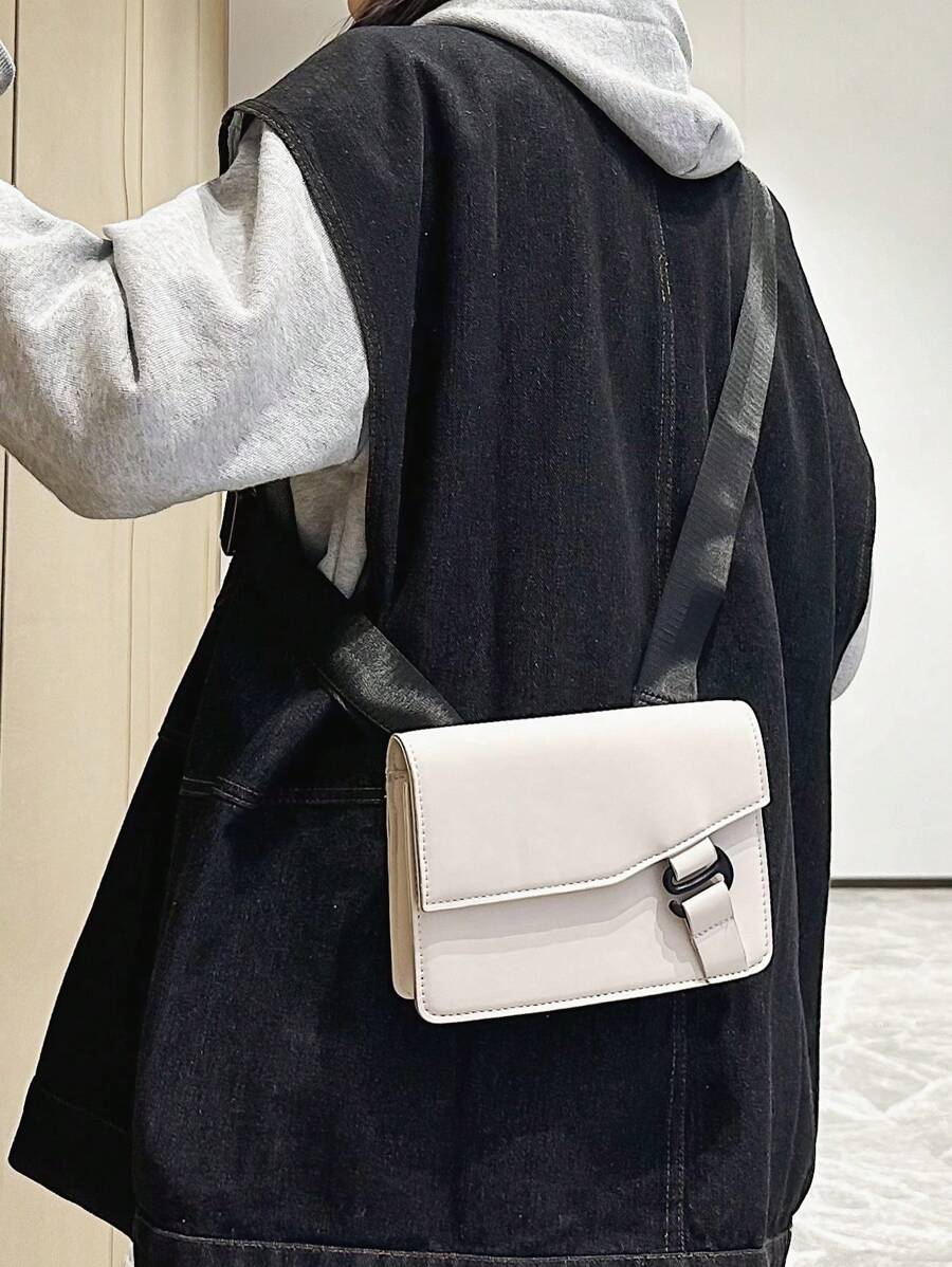 peach tree 1 件休闲简约纯色可调节肩带户外旅行度假必备翻盖防水轻便男女通用 PU 斜挎包，桃树品牌