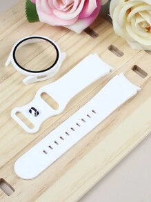 Banda de reloj de silicona Galaxy Watch de Samsung + Funda de Galaxy Watch de 2 en 1, suave, cómoda y resistente al agua con hebilla de remache. Funda protectora de PC anti-caídas y resistente a arañazos con película protectora de acero y vidrio, compatible con Samsung Galaxy Watch 4/5/6/7 de 40MM y 44MM, universal para hombres y mujeres