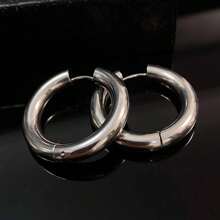 1 对女士奢华高品质环状耳环，大圆圈不锈钢金属经典夸张派对女王时尚耳饰 - 圓形 - 查看 7