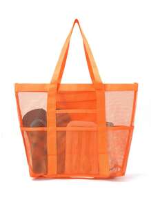 1pc Mesh Beach Bag Waterproof Sandproof Handbag Lightweight, Large Capacity, Portable Mesh Beach Bag, Swimming Pool Bag Cruise Beach Essentials Travel Holiday Essentials Perfect For Family Travel, Holidays, Beaches, Camping And Hiking - Multicolor - View 11