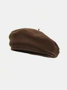 1顶女士秋冬新款羊毛贝雷帽，时尚英伦复古艺术家帽，百搭学生帽 - 彩色 - 查看 5