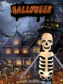 1 pieza Luz de cadena de sombrero de brujo con luz LED para decoración de Halloween, luz de ambiente espeluznante con calavera