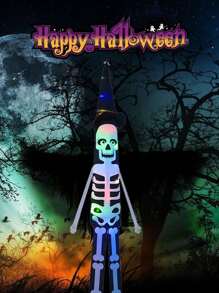 1 pieza Luz de cadena de sombrero de brujo con luz LED para decoración de Halloween, luz de ambiente espeluznante con calavera
