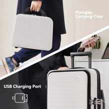 Carry-On Luggage 20 Inch Front Open Luggage Lightweight Suitcase With Front Pocket And USB Port, 1 Portable Carrying Case