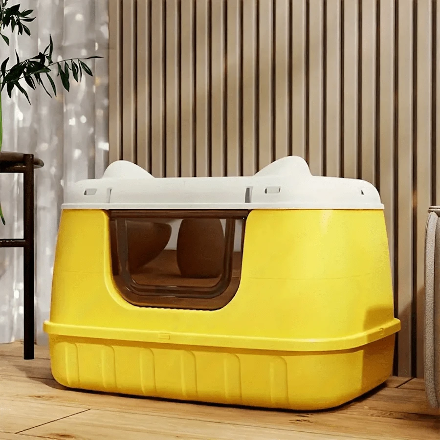 Large Enclosed Cat Litter Box, Open Top Cat Litter Box, Foldable DualUse Cat Litter Pan With