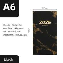 1 件 A6 2025 大理石图案记事本 - 6.88 英寸 X 3.7 英寸 - 带书签、索引，适用于生活、办公室、学校便携式记事本