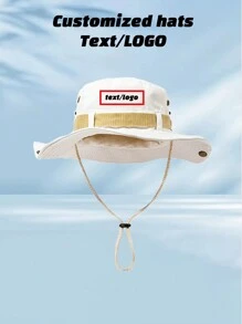 1 Piece Of Custom Text/LOGO Unisex Breathable Sunshade Adjustable Rope Western Cowboy Bucket Hat Suitable For Outdoor Sports Mountaineering And Fishing Hat