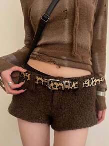 1件加大码XXL时尚独特女士腰带，牛仔/女牛仔西部风格设计，豹纹印花裤腰带，适合派对、节日等场合。 - 豹紋 - 查看 3