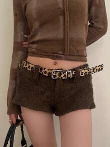 1件加大码XXL时尚独特女士腰带，牛仔/女牛仔西部风格设计，豹纹印花裤腰带，适合派对、节日等场合。 - 豹紋 - 查看 5