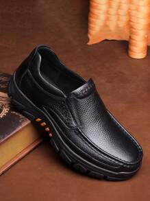 Men's Dress Shoes Durable Non-Slip Oxford Shoes Formal Shoes For Wedding Business Party, Middle Aged Men's Footwear - 黑色 - 查看 1