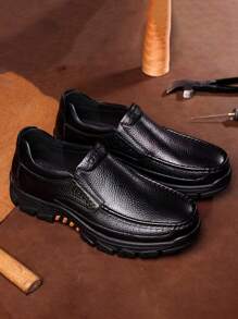 Men's Dress Shoes Durable Non-Slip Oxford Shoes Formal Shoes For Wedding Business Party, Middle Aged Men's Footwear - 黑色 - 查看 3