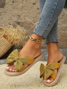 2024 Newest Bow Knot Women's Slide Sandals Casual Summer Shoes, Women's Lightweight Beach Shoes - Multicolor - View 3