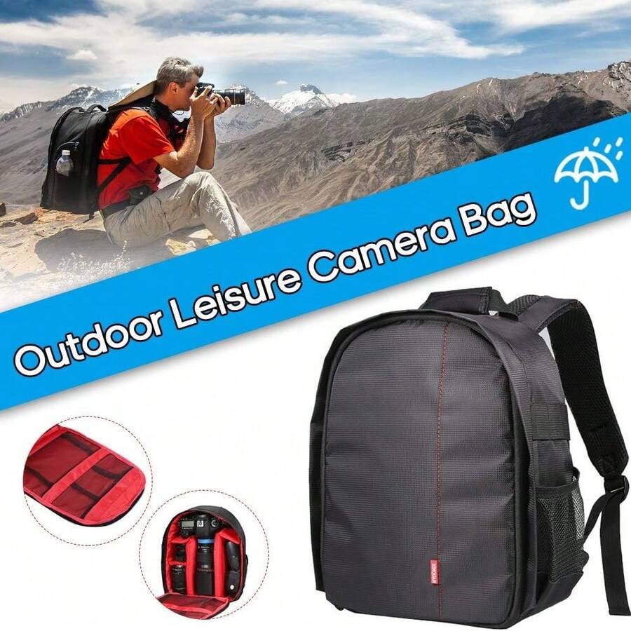 1pc Camera Backpack, DSLR Digital Camera Bag, Waterproof Lightweight Camera Backpack - Multicolor - View 1