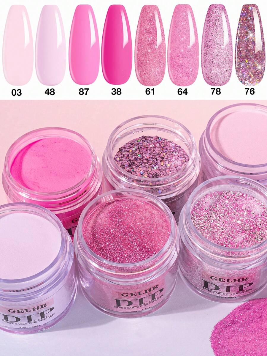 Gelhr 30g浸膏粉末，夏季淺粉溫暖色調，浸膏粉自製沙龍禮物適用於女性，不需使用美甲燈固化，適用於指甲自製沙龍，適用於年輕女性